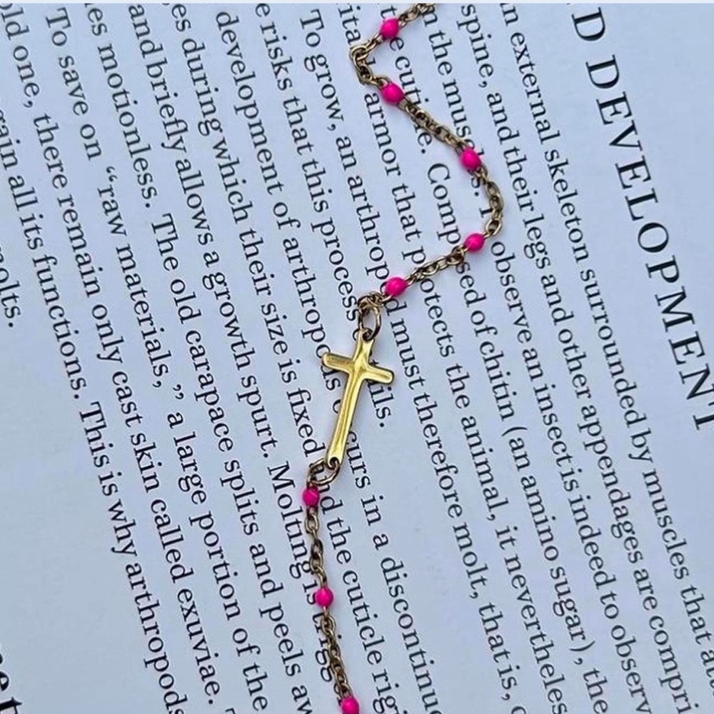 Pink and Gold Cruss Charm Bracelet/Anklet
*Adjustable*
